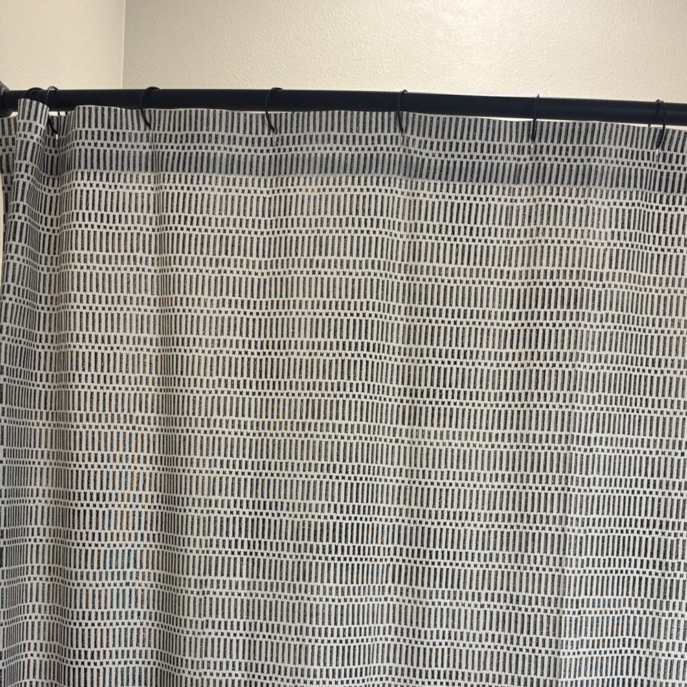 CB2 Shower Curtain - Warm White with Black Pattern - 72 x 72